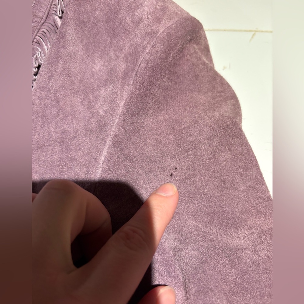 Lavender Suede Fringe Collar Jacket - Picture 7 of 13